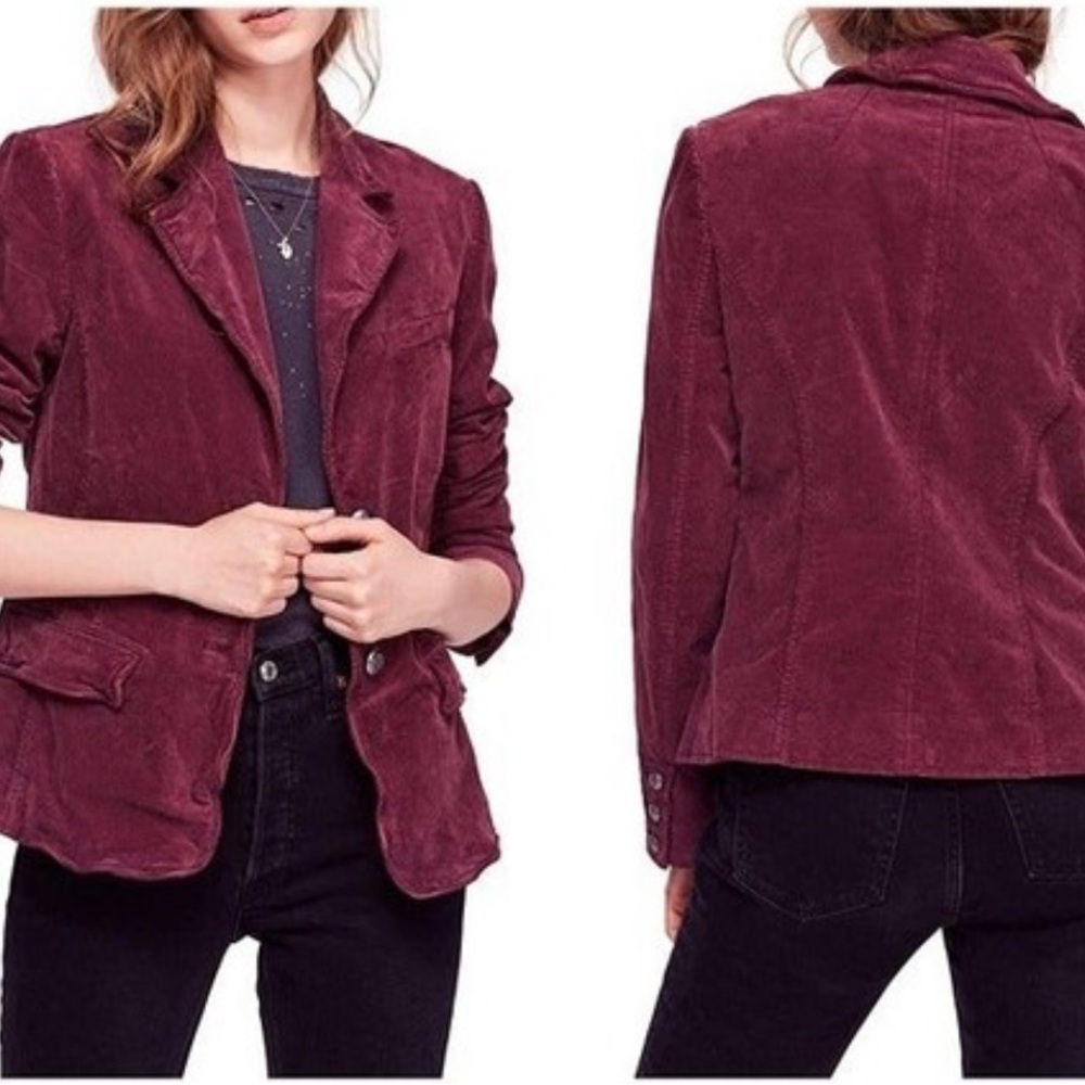 Free People Burgundy Blazer